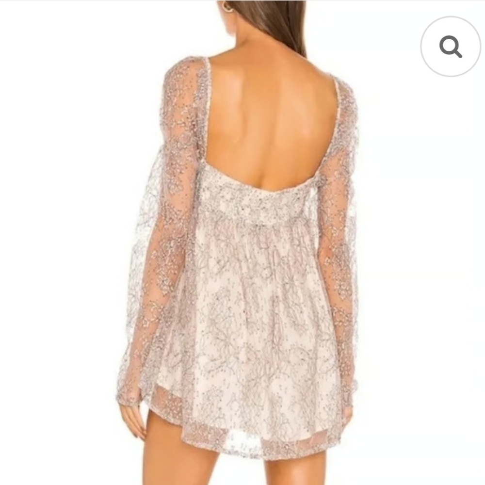 Free People Heavenly champagne toast black lace overlay dress size Small NWT - Picture 5 of 16
